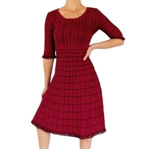 Taylor Elegant Red Plaid Women's Dress NWT